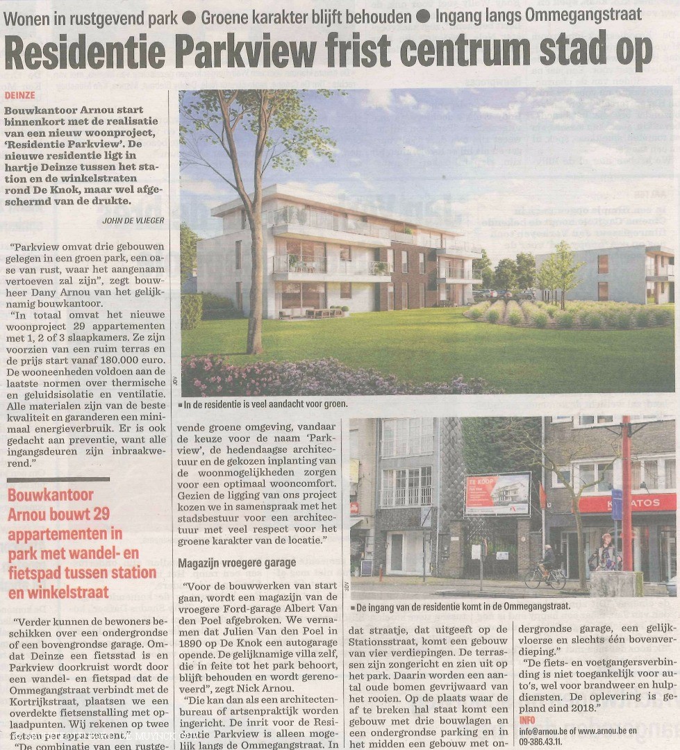 Residentie Parkview frist centrum Deinze stad op